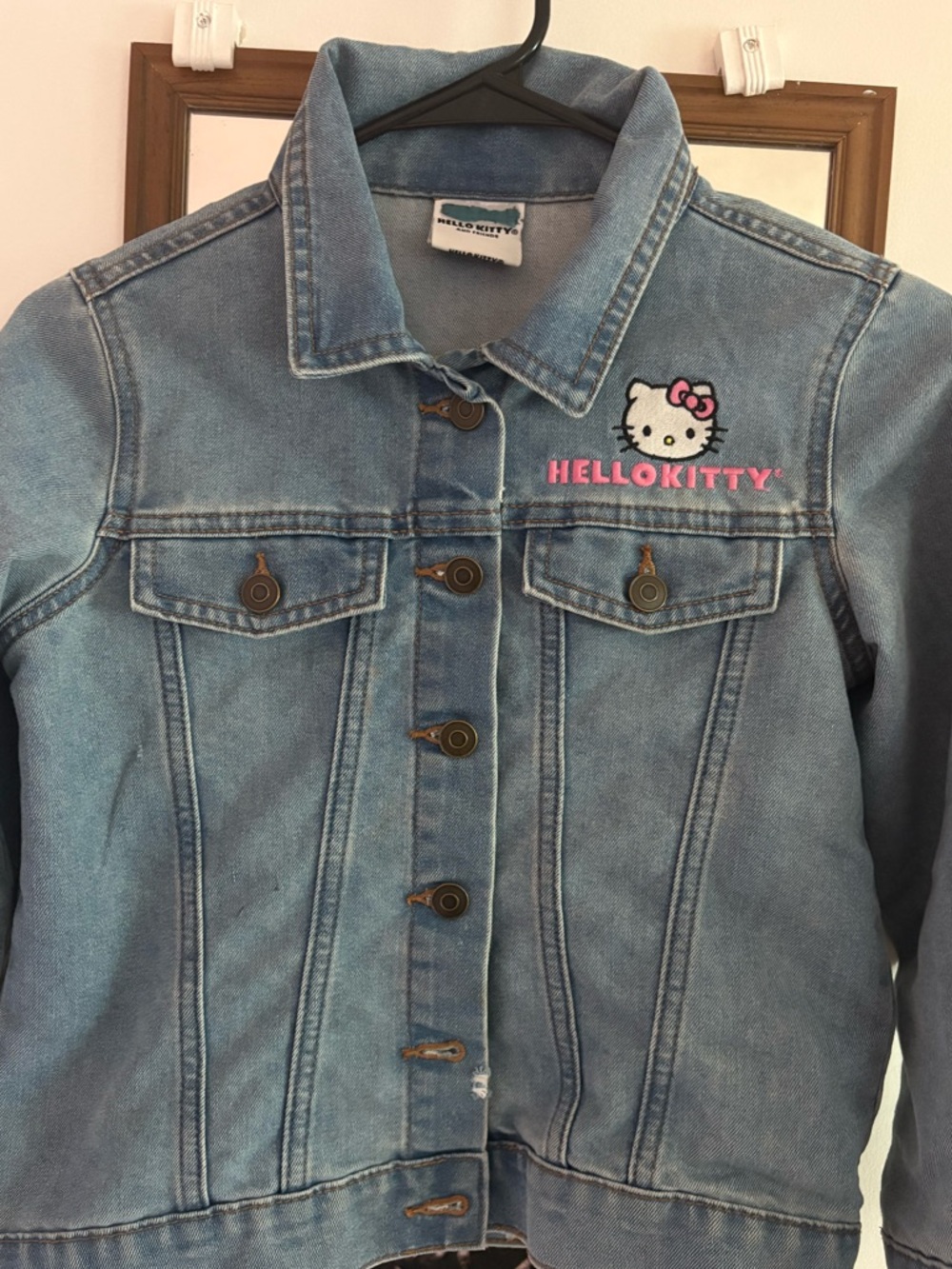 Hello Kitty Light Blue Denim Jacket with Embroidered Logo